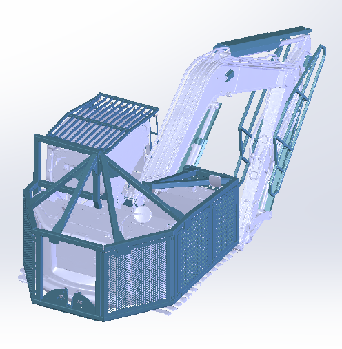 vue 3d blindage pelleteuse demolition